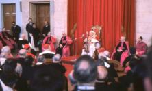 Photograph of Pope John XXIII meeting seminarians at the Angelicum in Rome