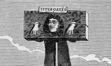 Engraving of a pilloried Titus Oates