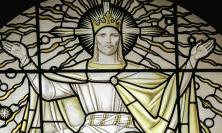 Stained glass window depicting Christ the King