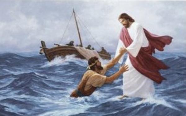 Jesus walks on water, follower of jesus, Catholic Art, Jesus art 8 x 10