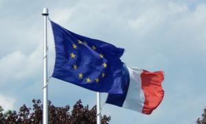 EU flag and French flag